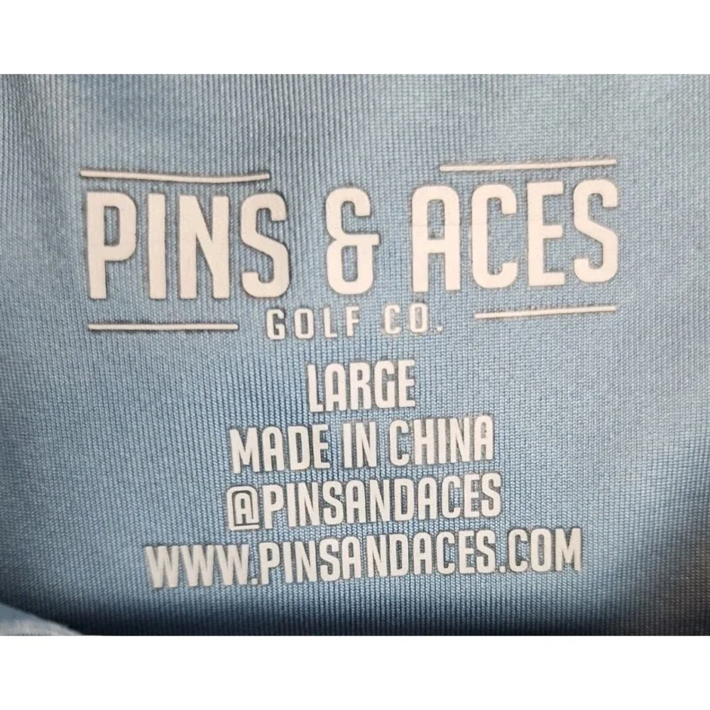 Pins & Aces Men's Short Sleeve Floral AOP Golf Polo Shirt Blue Large